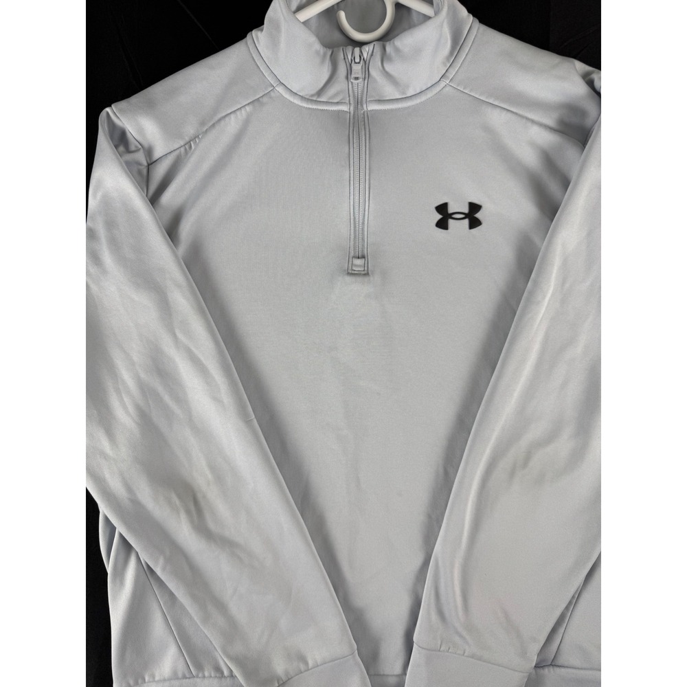 Under Armour Mens Quarter Zip Pullover Fleece Lined Gray Size Large Loose Fit